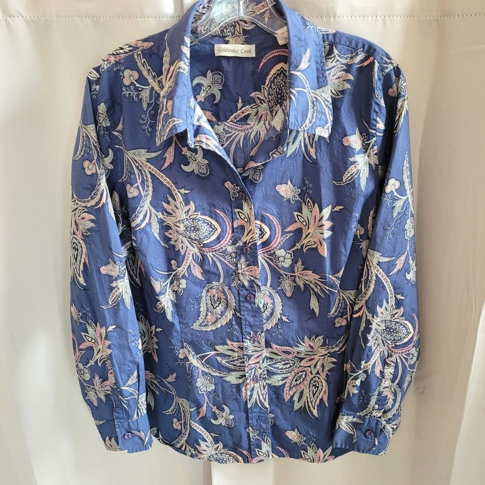Western Womens Button Up XL Paisley Floral Coastal Botanical Whimsical 21813